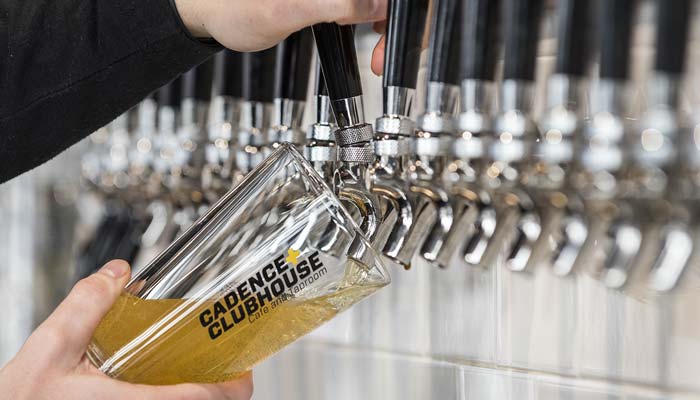Cadence Clubhouse restaurant, bar and taproom has over 20 domestic and import local and craft beer taps Cadence Clubhouse restaurant, bar and taproom has over 20 domestic and import local and craft beer taps